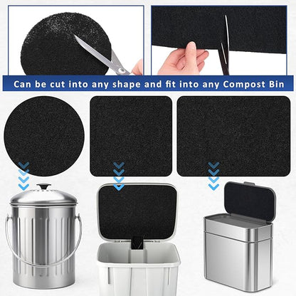 Reallnaive Square Compost Bin Charcoal Filters 78.7 x 5.5 Inch, Activated Carbon Filter Sheet Thickening Trimmable for Compost Bucket Compost Pail Countertop Recycle Bin