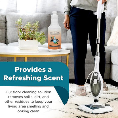 Steam & Go Demineralized Water for Steam Cleaner - PVC-Free Floor Cleaning Solution Compatible for All Steam Mops - Multi-Surface Cleaner for Home Surfaces - Tropical Bloom Scent, 32 oz (Pack of 18)