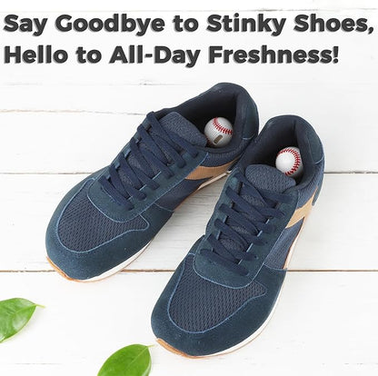 Knixmax Shoe Deodorizer Balls Strong, Odor Eliminator for Sneaker Gym Bag Closet Locker, Unpleasant Smell Remover Ball for Men Women Teens, 6 Packs Fresh Linen Baseball