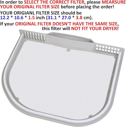 5231EL1001C Lint Filter Replacement for LG and Kenmore Dryers, Ultra Durable Lint Screen Trap, Rim with Felt Seal, Filter Size 12.2 * 10.6 * 1.5 inch (31.1 * 27.0 * 3.8 cm)