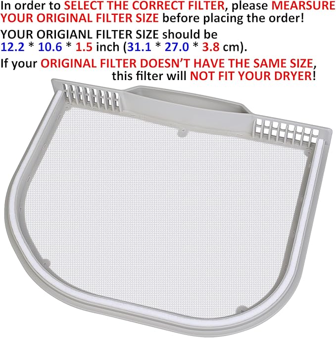5231EL1001C Lint Filter Replacement for LG and Kenmore Dryers, Rim with Felt Seal, Ultra Durable Lint Screen Trap with Dryer Vent Lint Brush