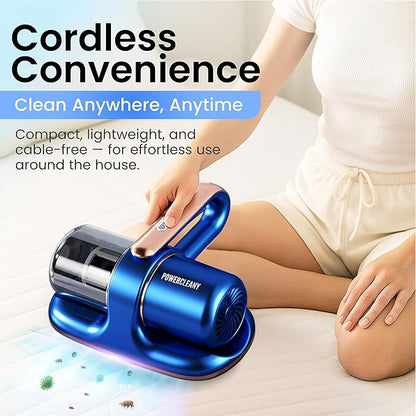 Cordless Mattress Vacuum Cleaner with UV Light, 13KPa Handheld Bed and Sofa Vacuum for Upholstery, HEPA Filter, Ideal for Couches, Cribs, and Furniture, Bed Cleaner, (Blue)