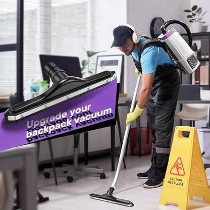 Replacement Floor Tool Compatible with ProTeam 101446 E-Z Glide Backpack Vacuum,Compatible with Hoover C2401, 14" Multi-Surface Brush for Commercial Cleaner(Natural Rubber Squeegee,Black)