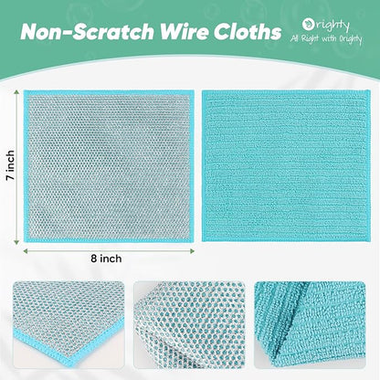 Orighty Multipurpose Wire Dishwashing Rag, 48 Pcs Upgraded Double-Layer Non-Scratch Wire Dish Cloths, Reusable Steel Scrubber Dishcloth Rags for Kitchen, Cookware, 7"x8", Multicolor