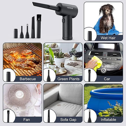 Compressed air Duster, Yomile 2 in 1 120000RPM Cordless Air Duster with 7600mAh Battery Dust Blower for Keyboard Cleaner,Rechargeable Air Blower