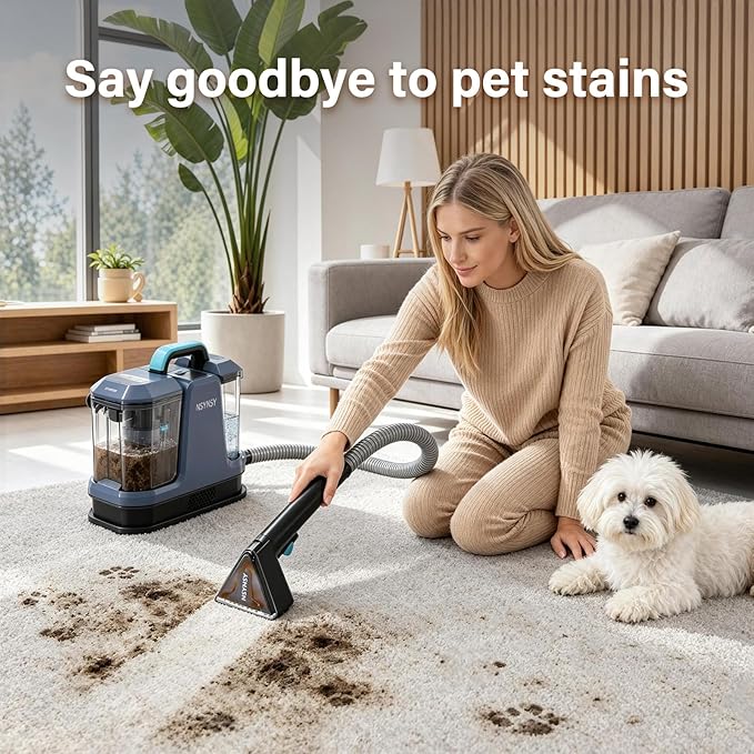 Upholstery Cleaner Machine & Carpet Cleaner | Portable Spot Cleaner with Strong Suction and Scrubbing Brush for Pet Stains, Spills on Couches, Rugs, Mattresses, Car Interiors