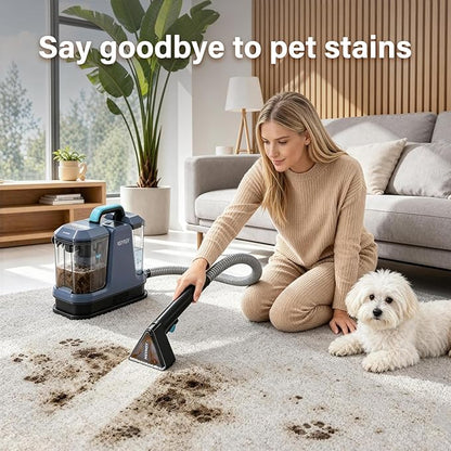 Upholstery Cleaner Machine & Carpet Cleaner | Portable Spot Cleaner with Strong Suction and Scrubbing Brush for Pet Stains, Spills on Couches, Rugs, Mattresses, Car Interiors