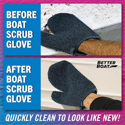 Boat Scrubbing Brush Glove, Heavy-Duty Deck and Hull Scrub Mitt for Floors, Aluminum, Pontoon, Marine and Fishing Boat Accessories