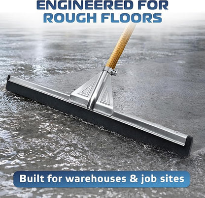 DSV Standard Heavy-Duty Floor Squeegee 22’’, Double Foam Rubber Blade Garage Squeegee, Taper Pole Connection - Handle Sold Separately for Tiles, Concrete and Asphalt