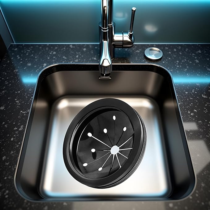 Black 3-Inch Garbage Disposal Splash Guard - Kitchen Sink Baffle Covers for Whirlaway, Waste King and GE Models - Rubber Drain Cover Disposal and Splash Protection, Garbage Disposals and Parts