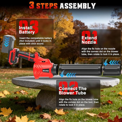 Cordless Leaf Blower for Milwaukee 18V Batteries(No Battery), Handheld Mini Turbo Blowers with 180°Rotatable Head, 6-Speed, Power Display, Battery Powered Blower for Leaves/Dust/Garage/Lawn