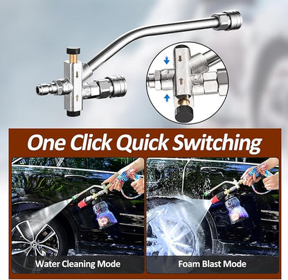 BEAR FORCE Foam Cannon Dual-Connector Accessory, Pressure Washer Double Tip Attachment for Soap Cannon, 5 Pressure Washer Sprayer Nozzles #035, 1/4" Quick Connect, for Car Wash, Car Detailing