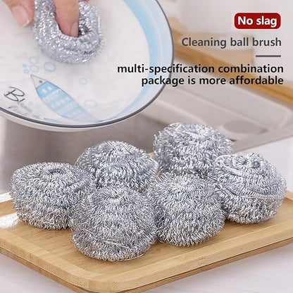 Dish Scrubber Ball - Steel Wire Cleaning Ball | Steel Sponges Scrubbers | Dishes Washing Scrubber Scrubber Ball | Steel Wool Scrubber Sponge for Removing Tough Dirt, Grease from Pots, Stovetops