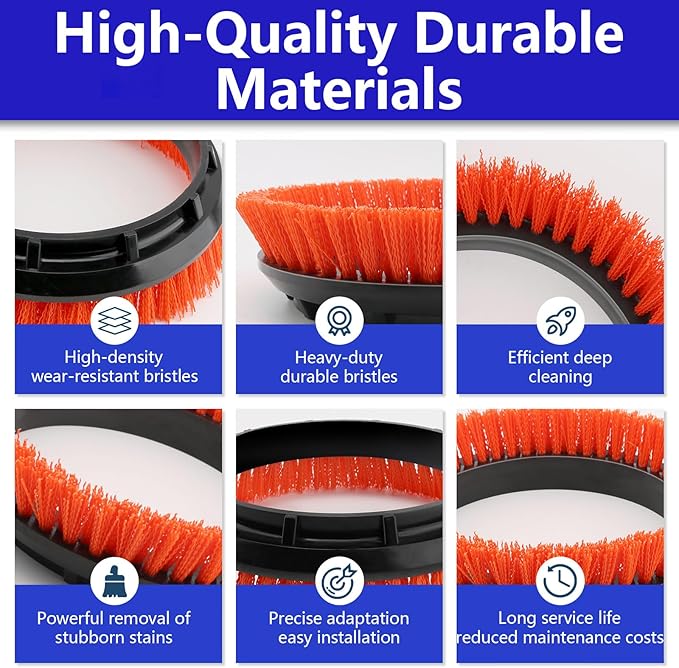237047 Orange Commercial Tile and Resilient Floor Scrub Brush Replacement for Oreck Commercial ORB550MC, ORB600MW and ORB700MC floor machines, for Bissell BGEM9000, Heavy-Duty Brush, 10.5 in. Diameter