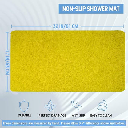 Hargiis Non-Slip Bathtub Mat, Anti Slip Shower Mat, Fast Drying Bathtub Mats, Foot Scrubber Mat, Anti Slip Mat for Tub, Floor, Bathroom, Kitchen, Home, Hotel (Yellow 32"×17")
