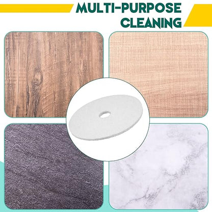 Teenyyou 2 Pcs 12" White Scrubbing Pads Commercial Cleaning Orbiter Pads-Maintenance Non Woven for Floor Buffer Machine
