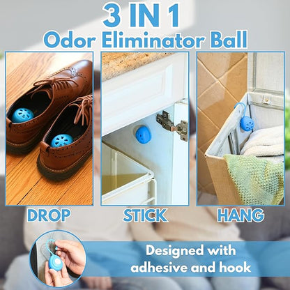 Air Jungles Shoe Deodorizer Balls 6 Ct, Fresh Linen Scent, Odor Remover Balls for Sneakers, Gym Bags, Lockers, and Drawers, Essential Oil Provides Natural Freshness