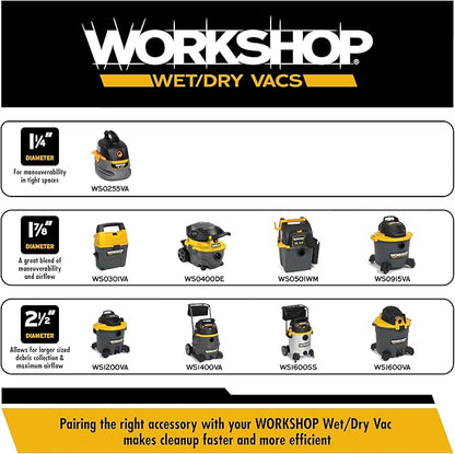 WORKSHOP Wet/Dry Vacs Shop Vacuum Accessories WS25005A Hose Grip Attachment for Wet Dry Vacuum Cleaners, Fits 2-1/2-inch Extension Wands and Hoses, with Bleeder Valve for Suction Control