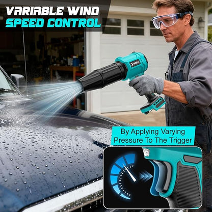 Cordless Leaf Blower Compatible for Makita 18V Battery(NO Battery), Mini Turbo Jet Blower with 2 Nozzles, Lightweight & One-Hand Use, for Patio Garage Yard Cleaning Car Dryer(Tool Only)