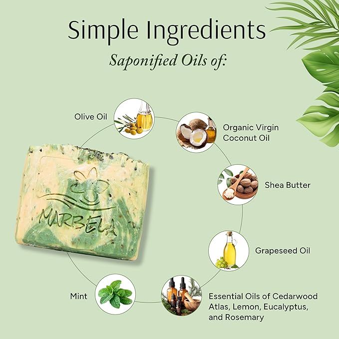 Marbela Cosmetics Handmade Soap - Mint Lemonade - Soap Bar 3.5 oz