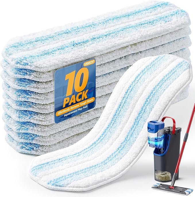 10 Pack Mop Replacement Pads for O Cedar H2pro Flat Mops,Mop Pads for O-Cedar Mop Refills,Washable and Reusable Microfiber Mops Pad Compatible with Ocedar Flat Head