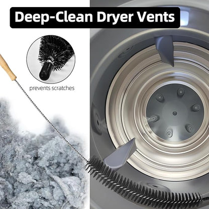 Dryer Lint Brush Vent Cleaner Kit,Included 1Pc 29.5" Refrigerator Coil Cleaning Brushes,2Pc Crevice Cleaning Brush and 1Pc 15" Dryer Vent Hose Cleaner, Washing Machine Cleaning Tools for Household