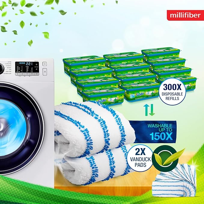 Millifiber Microfiber Reusable Mop Pads Compatible with Swiffer Sweeper (6-Pack) Washable Mop Pads for Wet & Dry Use (Handle is Not Included)