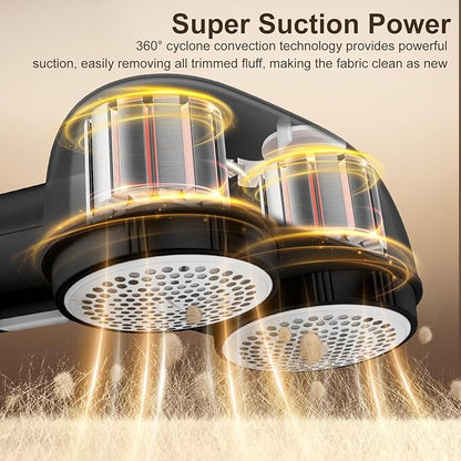 Power Fabric Shaver , Professional Pilling Remover , Dual-Head Electric Lint Remover 2nd Gear Adjustable Speed , 6 Blades Large Fuzz Pill Remover for Clothes Sweater Couch Furniture