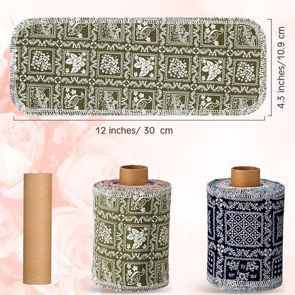 VitalCozy 50 Pcs Reusable Toilet Washable Bidet Towels Rerollable Cloth Wipes Paperless Towels Roll Absorbent Cotton for Kitchen Paperless Dishcloths (Vintage Flower)
