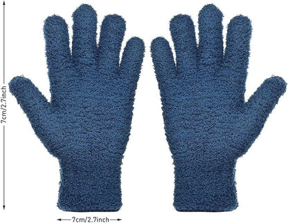 Patelai 2 Pairs Microfiber Gloves for plants Dusting Cleaning Glove Mittens House Cars Blinds Dusting(Gray, Dark Blue,Large)