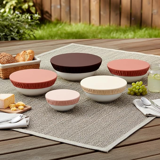 5 Pcs Beeswax Bowl Covers Reusable for Bread Proofing 5 Size Beeswax Elastic Cotton Bowl Covers for Fruits Food Storage(Pink)