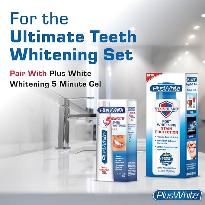 Plus White Post Whitening Stain Rinse - Protects Against Smoking, Wine, & Coffee - Dentist Recommended Whitening Teeth Rinse (6 oz, Pack of 1)