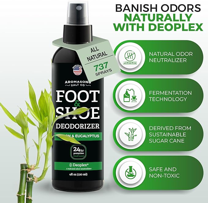 Aromasong Natural Shoe Deodorizer and Foot Spray - 24-Hour Freshness Foot Odor Eliminator for Feet - Extra Strength Fresher for Smelly Shoes & Stinky Feet Spray with Refreshing Scent, 4oz