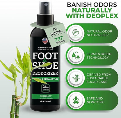 Aromasong Natural Shoe Deodorizer and Foot Spray | 2-Pack | 24-Hour Freshness Foot Odor Eliminator for Feet - Extra Strength Fresher for Smelly Shoes & Stinky Feet Spray with Refreshing Scent, 4oz