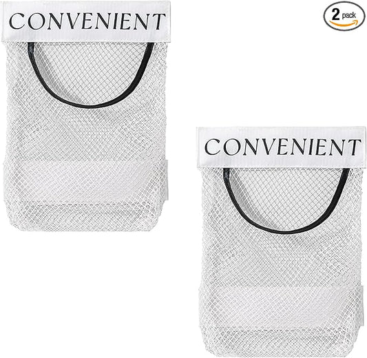 2Pcs Sticky Wall Mount Trash Bag Holder Dispenser - Under Sink & Cabinet Door Adhesive Organizer for Kitchen, Bathroom, Car, Laundry - Reusable Mesh Storage Bags JREEPEE