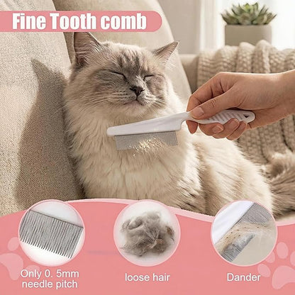 9PCS Dog Bath Kit & Dog Brush Kit for Dogs & Cats - Professional Pet Grooming Tools Set with Shedding Brush, Bath Scrubber, Dematting Comb & Storage Bag - Complete Dog Washing Essentials, Pink