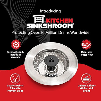 SinkShroom Revolutionary Clog-Free Sink Strainer Basket, 2-Pack, Stainless Steel