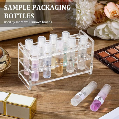 Chiallco Mini Perfume Sample Bottles, 3 ml Plastic Small Spray Bottle 10 Pack, Fine Mist, Portable Perfume Travel Refillable Bottle, Upgraded atomizer sprayer, Clear