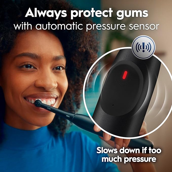 Oral-B Rechargeable Electric Toothbrush, iO Limited Simple Clean, 3 Cleaning Modes, Automatic Pressure Sensor to Protect Gums, Travel Case, Night Black