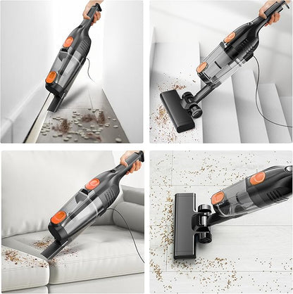 Vazone R6X Corded Stick Vacuum Cleaners for Home, 20Kpa Powerful Suction Stick Vacuum with 16Ft Cord, 2 in 1 Lightweight Handheld Vacuum Cleaner for Hardwood Floor Pet Hair