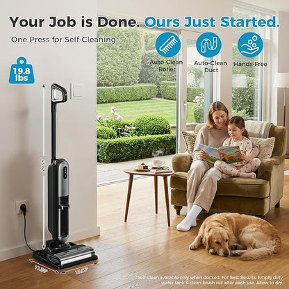 OLIXIS Wet Dry Vacuum Cleaner, Cordless All-in-One Vac Mops, Vacuum Mop with Self-Cleaning System, Dual Water Tank Design, Tangle-Free Brush, Dual-Edge Cleaning, 35-Min Runtime