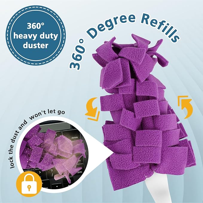360° Fleece Duster Refills for Swiffer, Washable Refills Reusable Duster Refills Heavy Duty Compatible with Swiffer Hand Duster, Wet and Dry Dual Use Reusable Duster Heads (6 Pack)