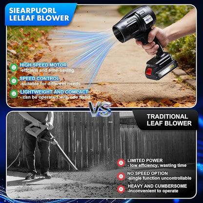 21V Handheld Leaf Blower – 98,000RPM High-Speed Motor, 1.7LB Ultra-Lightweight Hand Blower with 2 Batteries & Charger for Yard, Patio, Car Drying & Workshop