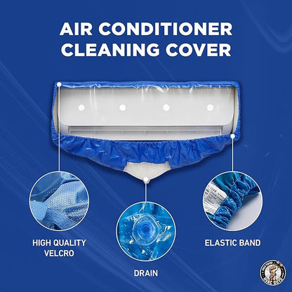 Leak Saver Mini Split Cleaning Bag | 360 Waterproof Design | Fits Systems 38in - 48in Long | Mini Split Cleaning Kit Includes Overspray Guards and Drain Hose