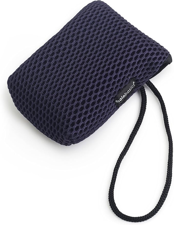 MainBasics Exfoliating Bar Soap Pouch Dual-Sided Body Scrubber - Fits Standard Size Soap Bars, Blue