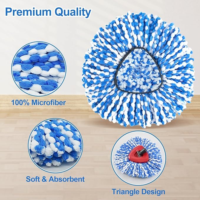 Mop Replacement Heads for O Cedar RinseClean 2 Tank System,2 Microfiber Mop Head Refills,1 Scrubber mophead and 1 Mops Base Combo Set for O-Cedar 2 Tank,MOp Replace Heads for Wet/Dry Floor Cleaning