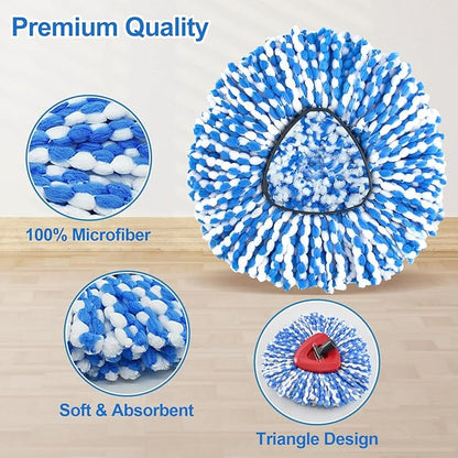 Mop Replacement Heads for O Cedar RinseClean 2 Tank System,2 Microfiber Mop Head Refills,1 Scrubber mophead and 1 Mops Base Combo Set for O-Cedar 2 Tank,MOp Replace Heads for Wet/Dry Floor Cleaning