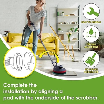 Potchen 3 Pack 12" Floor Machine Pads Compatible with Oreck Commercial 550MC Orbiter Scrubber Machine, Microfiber Carpet Bonnet, Floor Buffer Pad for Deep Cleaning Tile (Stripper & Bonnet & Buffer)