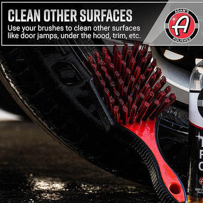 Adam's Complete Wheel & Tire Brush Kit (5-Item) - Includes Wheel Brush, Tire Brush, Barrel Brush, Lug Nut Brush & Fender Brush for Complete Wheel & Tire Auto Detailing