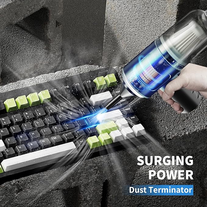 Vcwtty 3 in 1 Keyboard Vacuum Cleaner, 12000PA High Power Handheld Car Vacuum, Cordless Portable Mini Table Vacuum Cleaner, Compressed Air Duster Keyboard Cleaner for Car,Desktop, Pet Hair Cleaning